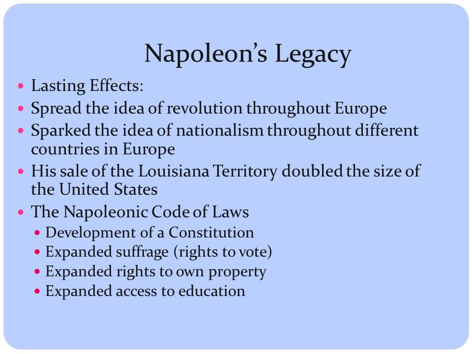The legacy of napoleon bonaparte